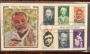 #2418 Hemingway FDC with multiple author stamps on Colorano Silk cachet - Picture 1 of 1