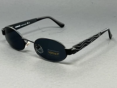 Vintage Gianni Versace X35-028 Black Metal Oval Unisex Sunglasses Authentic - Image 1 of 4