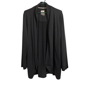 Muk Luks Cardigan XL Black Open Front Side Vent Drape Jacket Sweater Layering - Picture 1 of 7