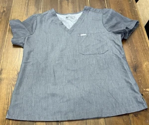 Figs Women's Grey Technical Collection One Pocket Scrub Top V-Neck Large - Picture 1 of 3