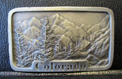 Hebilla de cinturón Colorado 1978 vintage Indiana metal artesanía escena de las Montañas Rocosas EE. UU. Foto 1 de 3