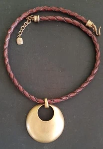 RLL Brown Woven Brass/Bronze Medallion Necklace - Picture 1 of 10