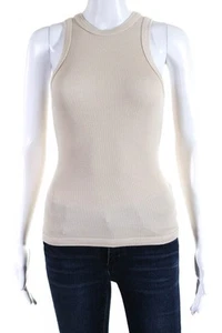 SPRWMN Womens Sleeveless Ribbed Knit Racerback Tank Top Beige Size XS - Picture 1 of 5