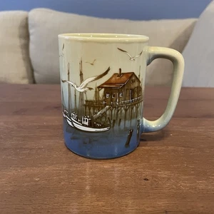 Vintage Otagiri Leuchtturm Becher Maritim Möwen Segelboote Japan 8 Unzen Ozean Meer - Bild 1 von 7