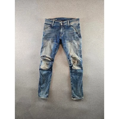 Pantalones de mezclilla G Star Raw para hombre 34x32 lavado a la piedra 3D cremallera rodilla ajustados moto motociclista 5620 Foto 1 de 4