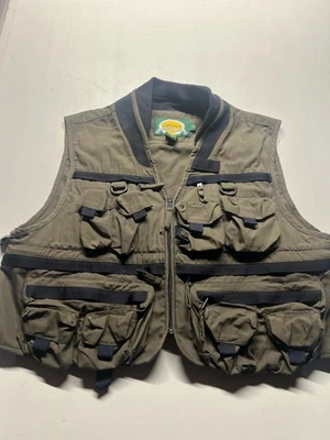 Vintage Cabela's Mens Fishing Utility Cargo Vest Olive Green Jacket Size X-Large - Image 1 of 4