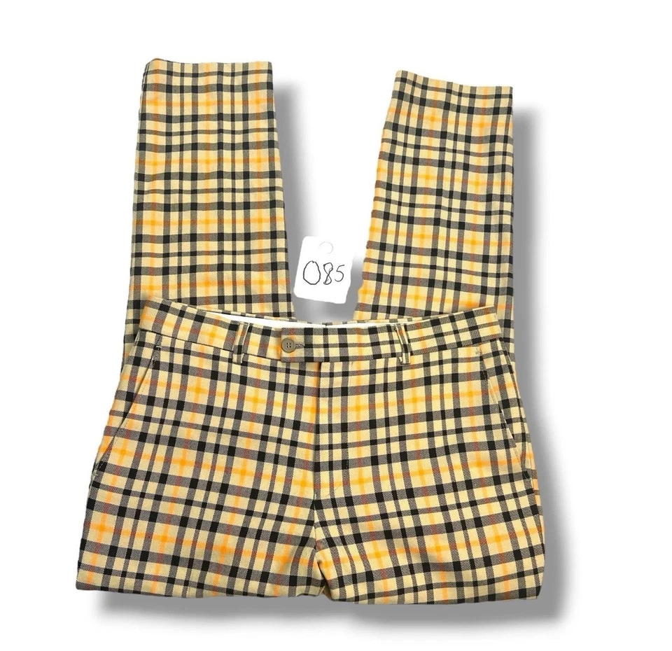 Pantalones BooHoo HOMBRE Para Hombres A Cuadros Amarillo Ajuste a la Pierna Informales Bolsillo Talla 30x27 Foto 1 de 1