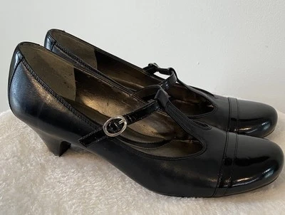 Black Leather Naturalizer N5 Comfort T-strap Retro Mary Jane pump Sz8.5M Janison - Image 1 of 4