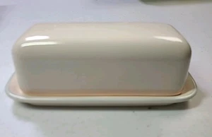 Pfaltzgraff Butterdose mit Deckel Muster creme und rosa 1 Stab - Bild 1 von 5