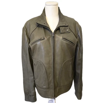 Jaqueta de Moto Masculina Danier Couro Genuíno Cinza Taupe Outono Zíper Corrida Tamanho M - Imagem 1 de 4