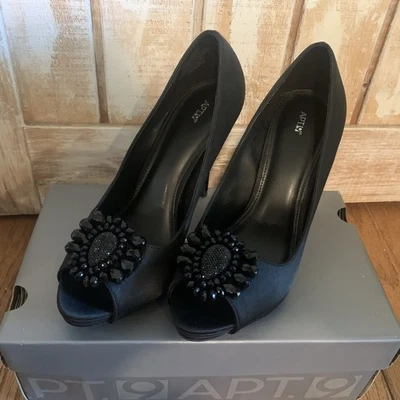 Apt 9 High Heels Black Satin. Very Good Condition. Size 7.5 - Image 1 of 4