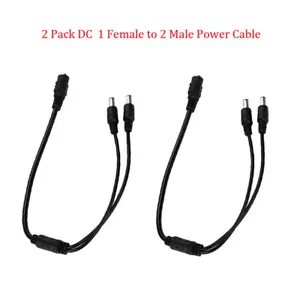 2 Pcs 1 Female to 2 Male DC Power Cable Wire Splitter for CCTV Security Camera - Picture 1 of 10