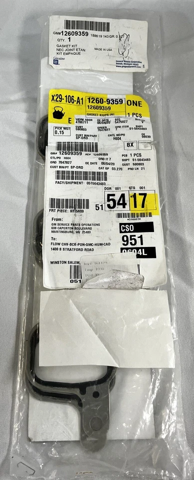 Junta colector de admisión plenum motor superior GMC Saturn 3,6 L OEM GM 12609359 Foto 1 de 3