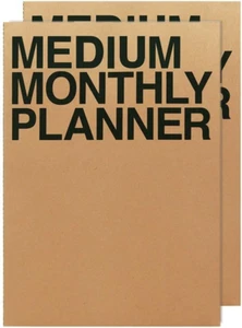 Medium Monthly Planner Lays Flat Undated Year round Flexible Cover Goal/Time Org - Picture 1 of 6