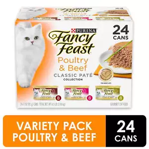 Fancy Feast Wet Cat Food Poultry & Beef Grain Free Variety Pack 3 Oz. (24 Pack) - Picture 1 of 9