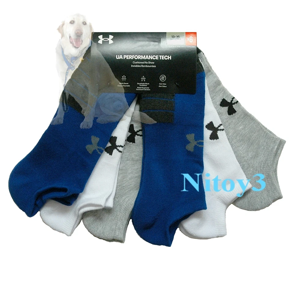 Calcetines Under Armour Performance Tech No-Show para hombre paquete de 6 XL (talla de zapato): 13-16 Foto 1 de 1