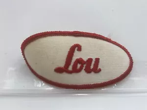 LOU USED EMBROIDERED VINTAGE SEW ON NAME PATCH TAGS ASSORTED COLORS AVAILABLE - Picture 1 of 3
