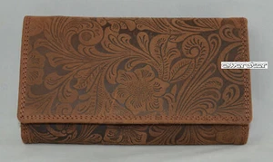 8064 LADIES LEATHER WALLET Leather WALLET Wallet with Flowers Wallet - Picture 1 of 10