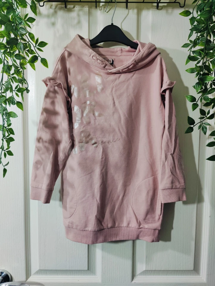 TU Girls Pink Pullover Longline Hoodie Size Age 7 Years - Image 1 of 4