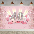 40Th Birthday Decoration Party Decor For Woman Fabric Sign Poster 40Th Backdrop