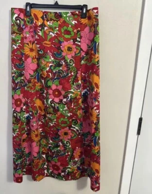 Maxi Falda Hecha a Mano De Colección Años 60 Boho Hippy Psicodélico Rosa Floral ÚNICA EN SU CLASE Foto 1 de 4