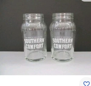 Southern Comfort Jam Jar Style Glasses x 2 NEW Home Bar Cocktails Great Gift - Picture 1 of 1