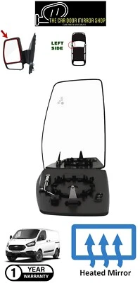 Fit Ford Transit Custom 2014-2023 Left Mirror Glass With Base Heated Overtaking - Image 1 of 4