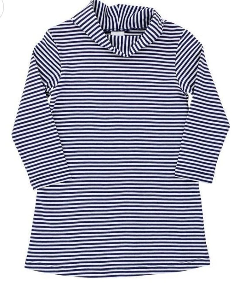 BAILEY BOYS  Cowl Neck Striped Knit L/S Dress-Navy/White-NWT Girls 12 - Image 1 of 1