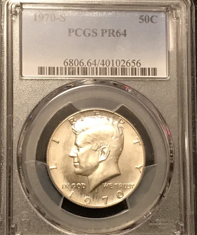 1970-S Kennedy Silver Proof Half Dollar PCGS Graded PF64 Cover