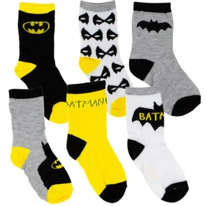 DC COMICS Batman Boys 6 Pack Crew Socks Baby Toddler Kids 2T-3T NEW 6 Pairs - Picture 1 of 10