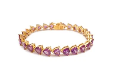 Brazalete de tenis de alejandrita enchapado en oro de plata de ley 925 creada en laboratorio de 7,25" Foto 1 de 4