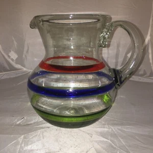 Amici© Baja Collection Mexican Artisan Handmade Glassware Pitcher-80 ounce - Picture 1 of 3