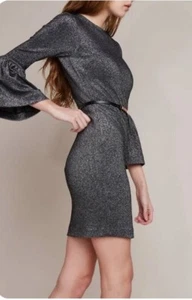 Ted Baker London Kleid schwarz metallic Glockenärmel Hanneh gefüttert Damen 5 edel - Bild 1 von 16