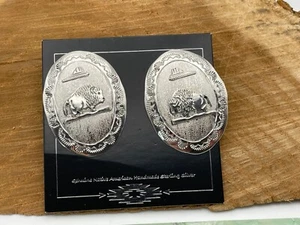 Authentic Native American Buffalo Shield style Earrings --1162.24 - Picture 1 of 5
