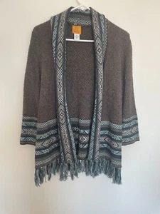 Ruby Rd Jacket Cardigan Sweater Fringe Womes M Southwestern Aztec - Picture 1 of 4