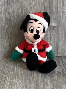 NUEVO Mini bolsa de frijoles de colección The Disney Store Santa Mickey Mouse juguete de peluche 8" - Imagen 1 de 3