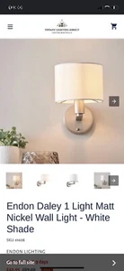 ENDON DALEY Wall Light Matt Nickel Plate & Faux Silk Shade - Picture 1 of 6