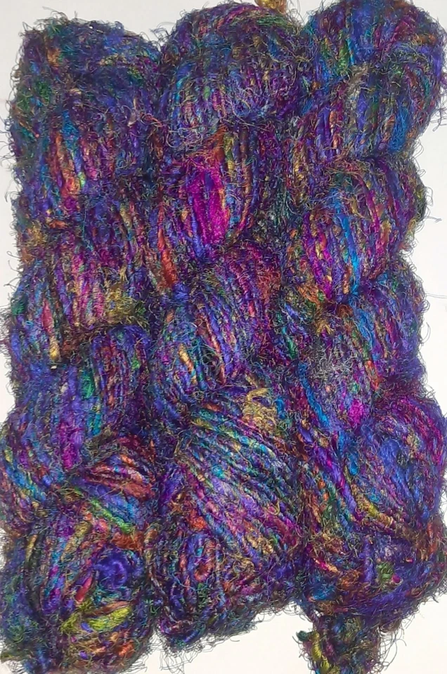 3 Skeins Himalaya Recycled PURE SARI Silk Knitting Woven Craft Yarn  - Image 1 of 1