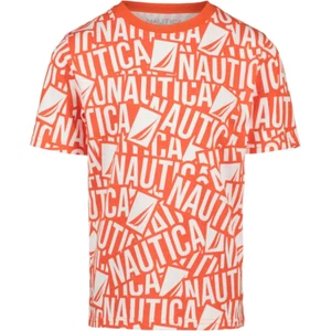 Nautica TROPIC ORANGE Boys' Logo Graphic T-Shirt, US Medium (5) - Picture 1 of 2