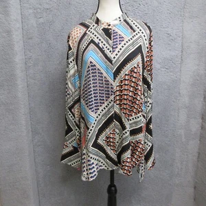Reiss Camicia Donna 10 Tan Geo Stampa Tessuto Italiano Dopamina Massimalista Silenziosa Lux - Foto 1 di 23