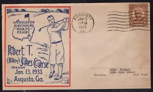 AUGUSTA APRE NAZIONALE!! 13 GENNAIO 1933 BOBBY JONES GOLF The MASTERS COMMEM ENV - Foto 1 di 1