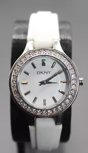 Ladies DKNY NY-8144 White Tone Crystal Accent Bezel Quartz Watch New! - Picture 1 of 3