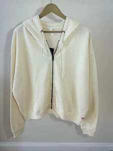Acid Washed Oversized Hoodie Zip Up - WHITE - Picture 1 of 3