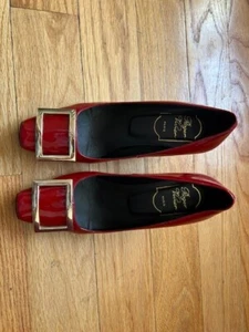 ROGER VIVIER Red Leather Buckle Shoes SZ 36 - Picture 1 of 7