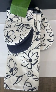Kate Spade Kitchen Set 2 Dish Towels 2 Mini Oven Mitts Navy & White Floral - Picture 1 of 4