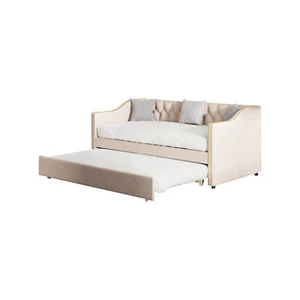 Tagesbett 90x200 cm Polsterbett Kinderbett Schlafsofa Einzelbett mit Ausziehbett - Bild 1 von 12
