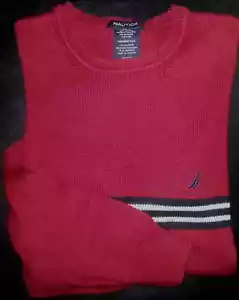 Maglione girocollo Nautica blu navy logo nautica righe rosso navy bianco XL c387 - Foto 1 di 5