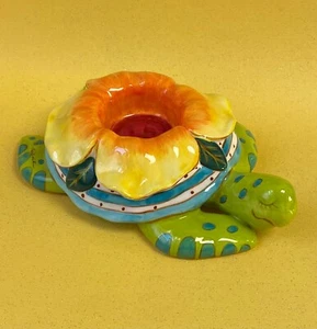 Turtle Floral Tealight Candle Holder COME DREAM WITH ME Diane Artware 7”L 🌼 🐢 - Picture 1 of 10
