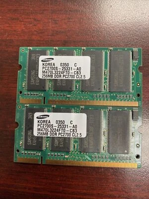 Samsung PC2700S-25331-A0 M470L3224FT0-CB3 256MB x 2 - Image 1 of 2