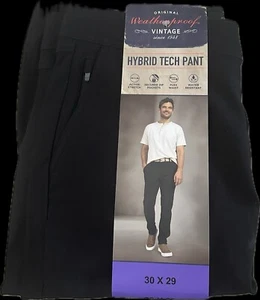 Pantalón tecnológico híbrido vintage resistente a la intemperie, color negro, 30x29 cintura flexible bolsillos con cremallera - Imagen 1 de 4